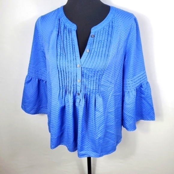 CeCe Sea Blue Ruffled Sleeve Blouse Size small - Picture 5 of 16